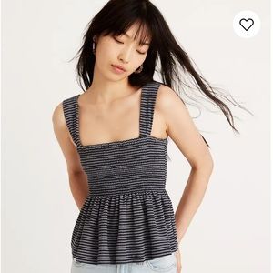 Madewell smocked peplum striped top
